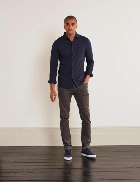 Long Sleeve Piqué Shirt - Navy Long Sleeve Piqué Shirt - Navy