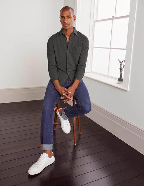 Long Sleeve Piqué Shirt - Charcoal Marl Long Sleeve Piqué Shirt - Charcoal Marl