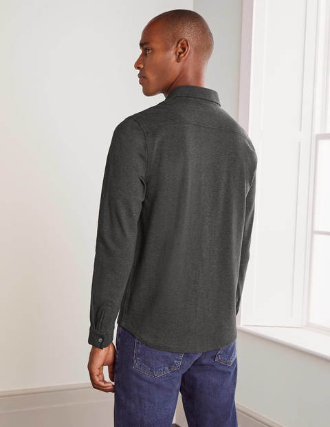 Long Sleeve Piqué Shirt - Charcoal Marl Long Sleeve Piqué Shirt - Charcoal Marl