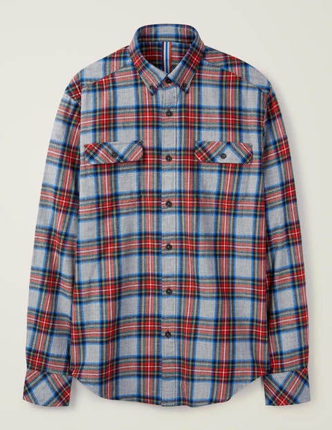 Flannel Check Shirt - Grey Marl/ Red Check Flannel Check Shirt - Grey Marl/ Red Check