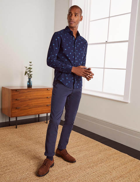 Chemise imprimée en velours côtelé - Feuille bleu marine Neptune Chemise imprimée en velours côtelé - Feuille bleu marine Neptune