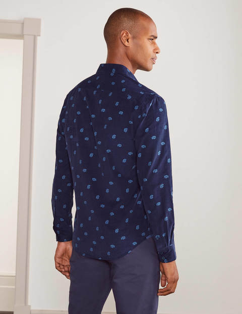 Chemise imprimée en velours côtelé - Feuille bleu marine Neptune Chemise imprimée en velours côtelé - Feuille bleu marine Neptune