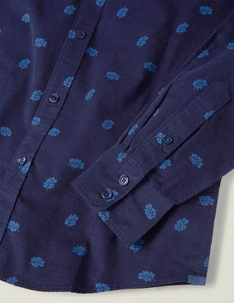 Chemise imprimée en velours côtelé - Feuille bleu marine Neptune Chemise imprimée en velours côtelé - Feuille bleu marine Neptune