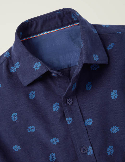 Chemise imprimée en velours côtelé - Feuille bleu marine Neptune Chemise imprimée en velours côtelé - Feuille bleu marine Neptune