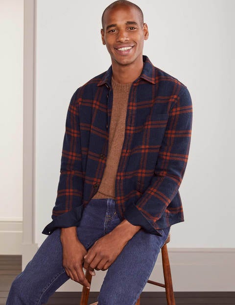 Check Overshirt - Navy/Copper Red Check Check Overshirt - Navy/Copper Red Check