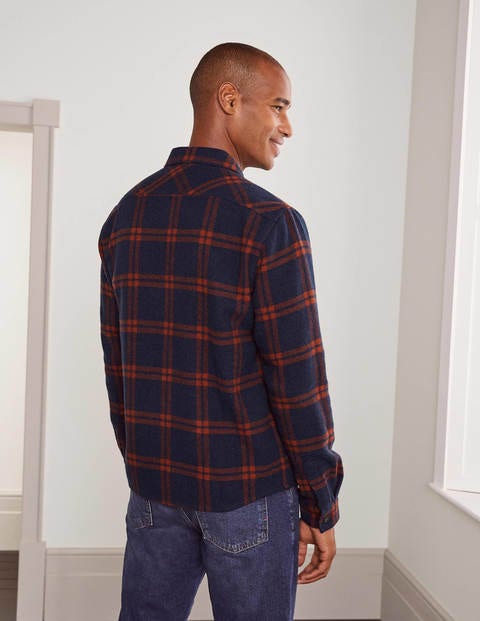 Check Overshirt - Navy/Copper Red Check Check Overshirt - Navy/Copper Red Check