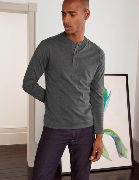 Long Sleeve Henley - Charcoal Marl Long Sleeve Henley - Charcoal Marl