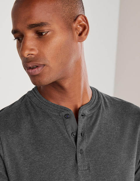 Long Sleeve Henley - Charcoal Marl Long Sleeve Henley - Charcoal Marl