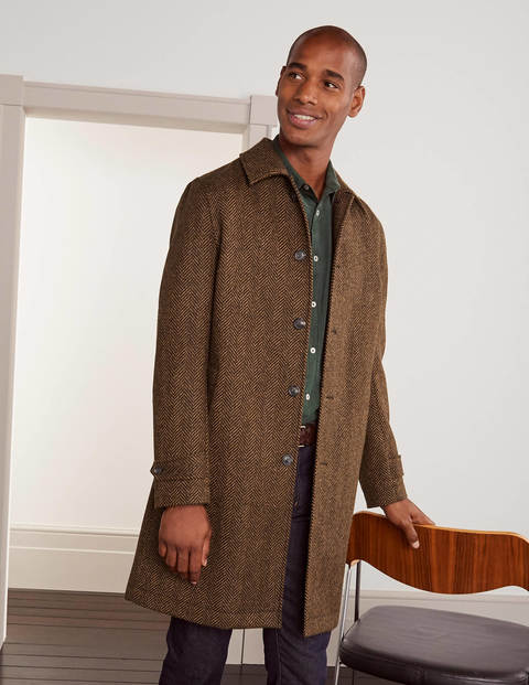 Eldon Mantel aus britischem Tweed - Geweihbraun, Fischgrätmuster Eldon Mantel aus britischem Tweed - Geweihbraun, Fischgrätmuster