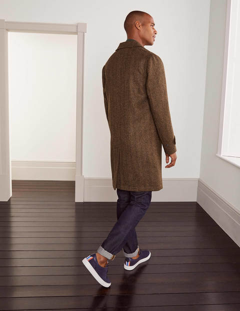Eldon Mantel aus britischem Tweed - Geweihbraun, Fischgrätmuster Eldon Mantel aus britischem Tweed - Geweihbraun, Fischgrätmuster