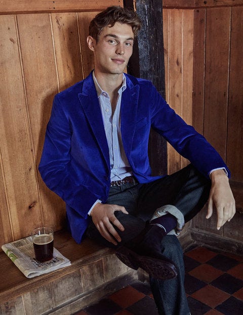 Blazer Highgate en velours - Bleu grec Blazer Highgate en velours - Bleu grec