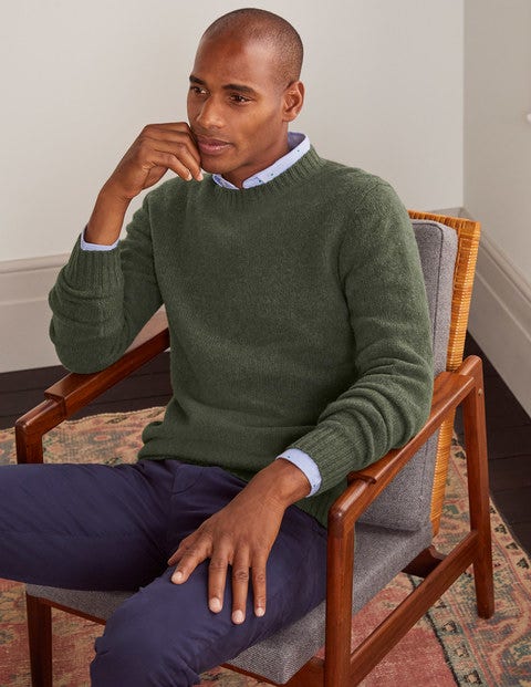 Aldgate Brushed Crew Neck - Grassland Green Aldgate Brushed Crew Neck - Grassland Green