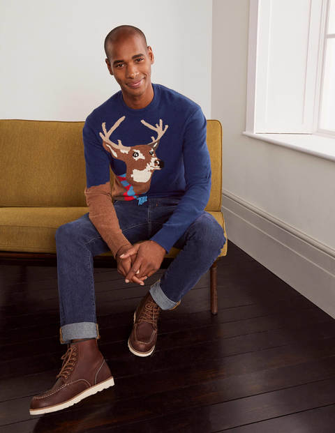 Festive Crew Neck - Navy Stag Festive Crew Neck - Navy Stag
