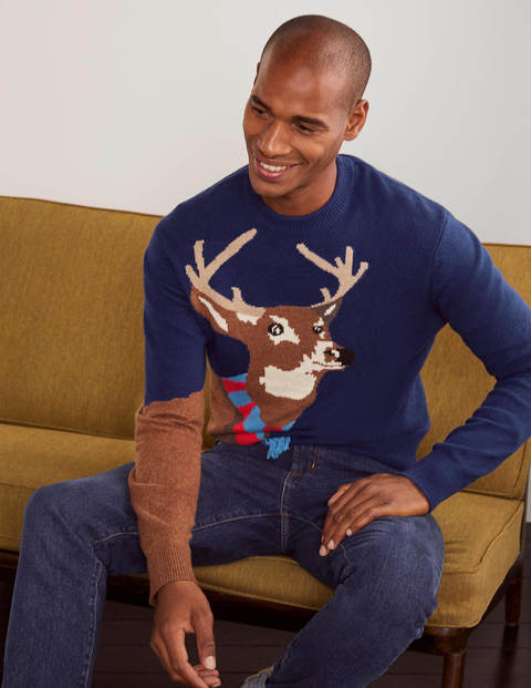 Festive Crew Neck - Navy Stag Festive Crew Neck - Navy Stag