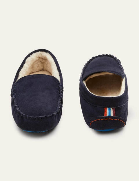 navy moccasin slippers