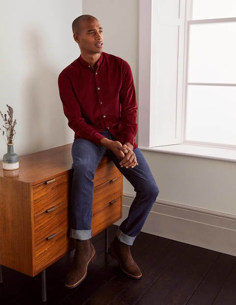 Grandad Cord Shirt - Merlot Red Grandad Cord Shirt - Merlot Red