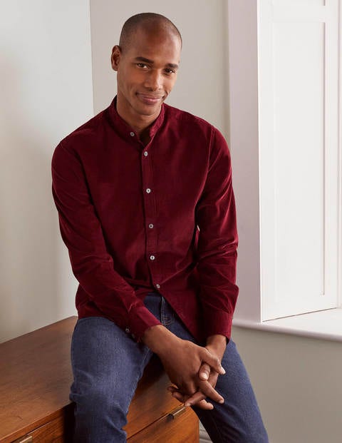 Grandad Cord Shirt - Merlot Red Grandad Cord Shirt - Merlot Red