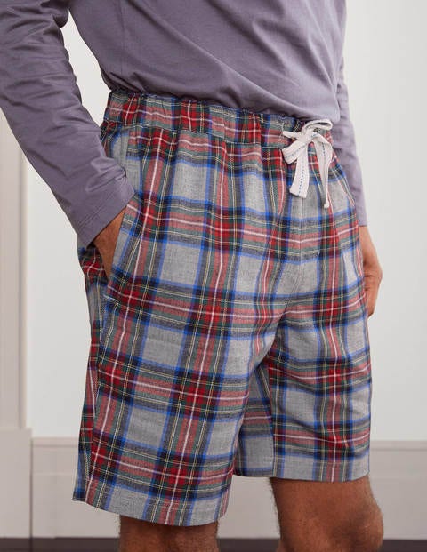 Pyjamashorts aus gebürsteter Baumwolle - Grau Meliert/Bunt, Kariert Pyjamashorts aus gebürsteter Baumwolle - Grau Meliert/Bunt, Kariert