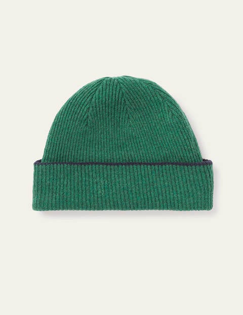 Bonnet réversible en laine mérinos - Bleu marine/vert tilleul Bonnet réversible en laine mérinos - Bleu marine/vert tilleul