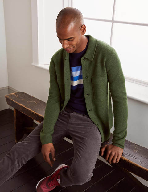 Haddon Merino Knitted Jacket - Dark Olive Melange Haddon Merino Knitted Jacket - Dark Olive Melange