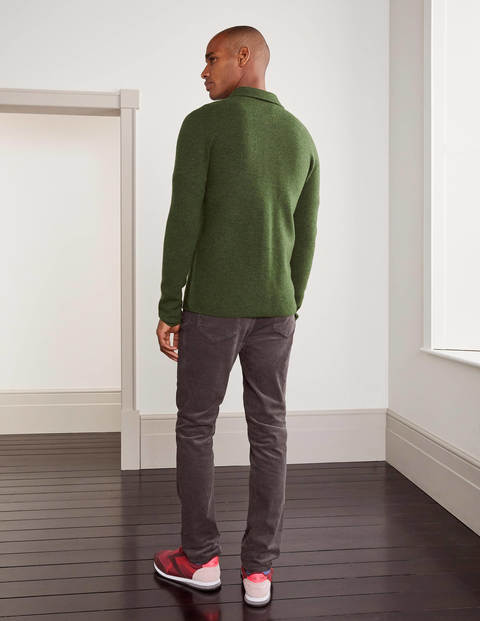 Haddon Merino Knitted Jacket - Dark Olive Melange Haddon Merino Knitted Jacket - Dark Olive Melange