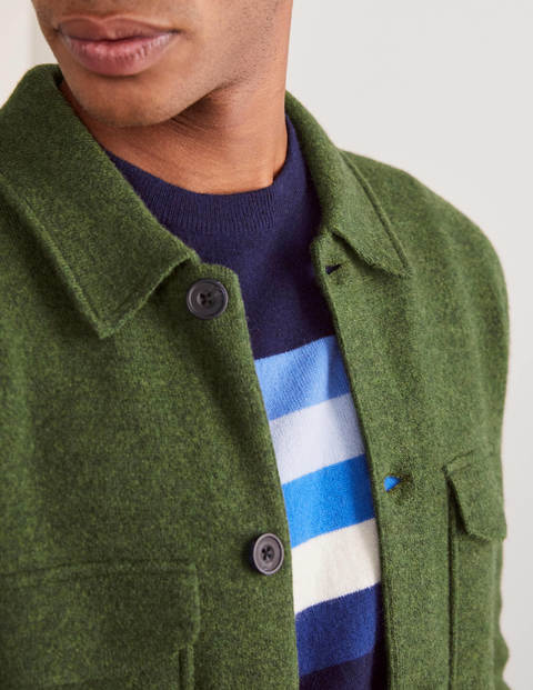 Haddon Merino Knitted Jacket - Dark Olive Melange Haddon Merino Knitted Jacket - Dark Olive Melange