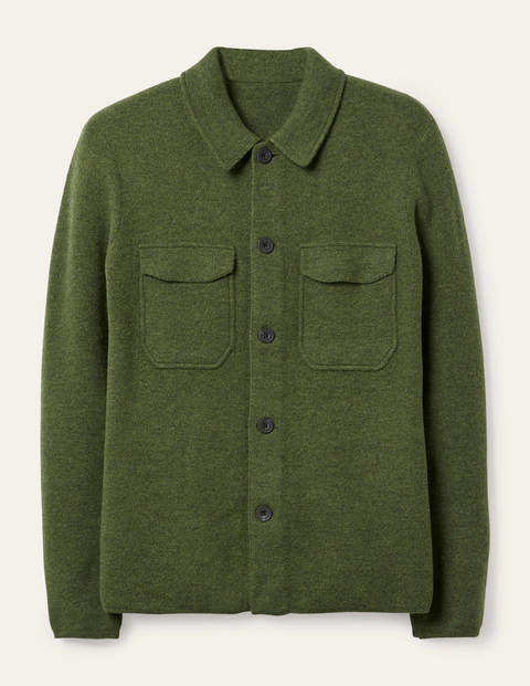 Haddon Merino Knitted Jacket - Dark Olive Melange Haddon Merino Knitted Jacket - Dark Olive Melange