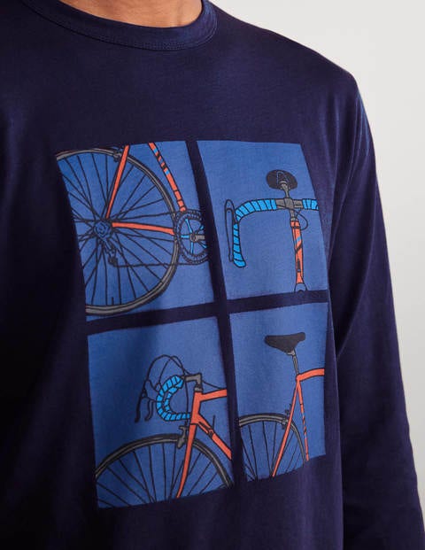 Long Sleeve Graphic T-Shirt - Light Navy Bikes Long Sleeve Graphic T-Shirt - Light Navy Bikes