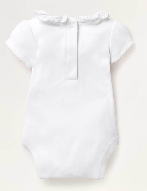 Detailed Collared Bodysuit - White Broderie Detailed Collared Bodysuit - White Broderie