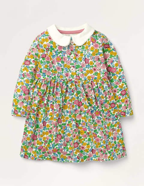 Jerseykleid mit Kragen - Vintage-Blumenmuster