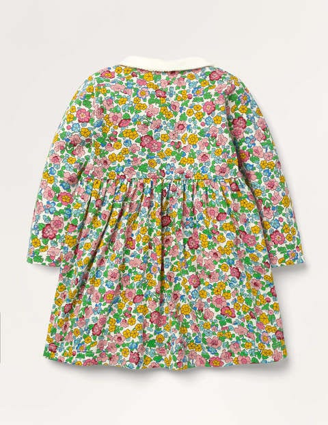 Jerseykleid mit Kragen - Vintage-Blumenmuster