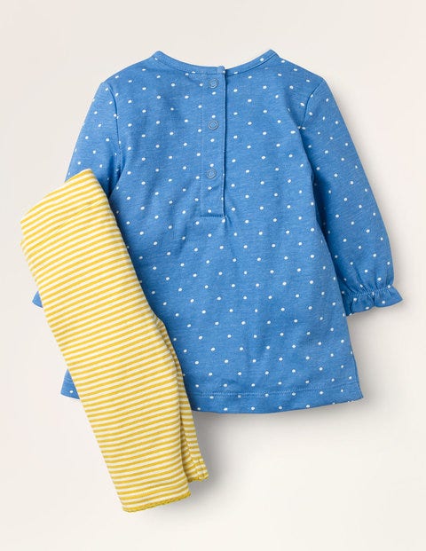 Big Appliqué Dress Set - Elizabethan Blue Pin Spot Big Appliqué Dress Set - Elizabethan Blue Pin Spot