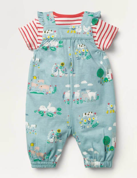 Jersey Dungaree Set - Baby Blue Farmhouse Jersey Dungaree Set - Baby Blue Farmhouse
