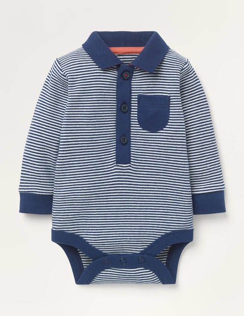 Gestreifter Polo-Body - Naturweiß/Navy Gestreifter Polo-Body - Naturweiß/Navy