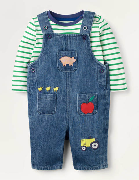 Spielset Mit Denim Latzhose Mittlerer Faux Uni Boden De