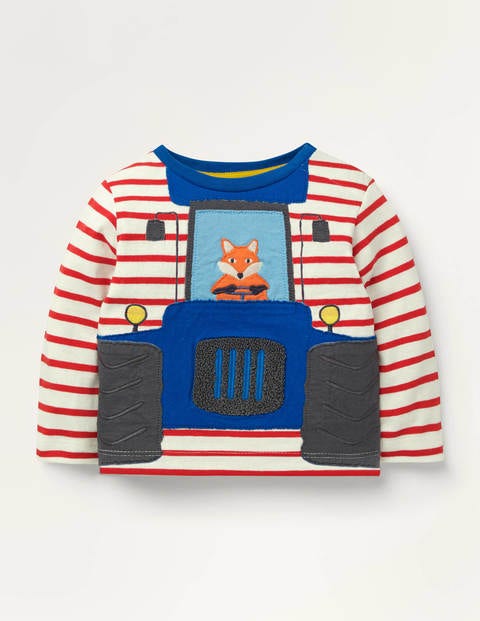 Vehicle Appliqué T-shirt - Ivory/Cherry Tomato Tractor Vehicle Appliqué T-shirt - Ivory/Cherry Tomato Tractor