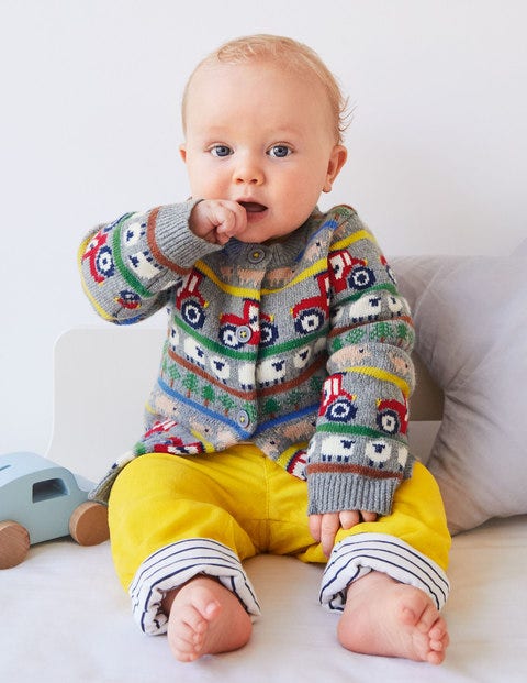 Colourful Cardigan - Grey Marl Farm Fairisle Colourful Cardigan - Grey Marl Farm Fairisle