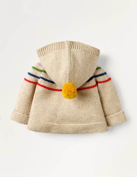 Hooded Knitted Jacket - Ecru Marl Rainbow Hooded Knitted Jacket - Ecru Marl Rainbow
