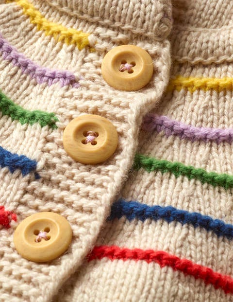 Hooded Knitted Jacket - Ecru Marl Rainbow Hooded Knitted Jacket - Ecru Marl Rainbow