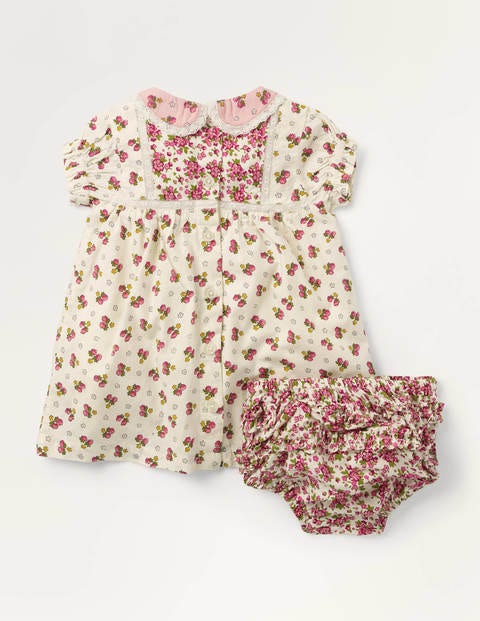 Printed Woven Hotchpotch Dress - Ivory Berry Floral Printed Woven Hotchpotch Dress - Ivory Berry Floral