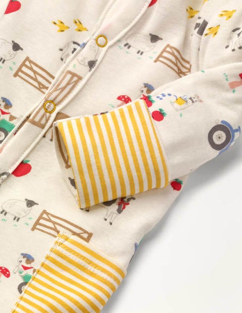 Printed Supersoft Sleepsuit - Ivory Sprout's Farm Printed Supersoft Sleepsuit - Ivory Sprout's Farm