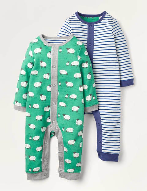 Twin Pack Rompers - Asparagus Baby Sheep Twin Pack Rompers - Asparagus Baby Sheep