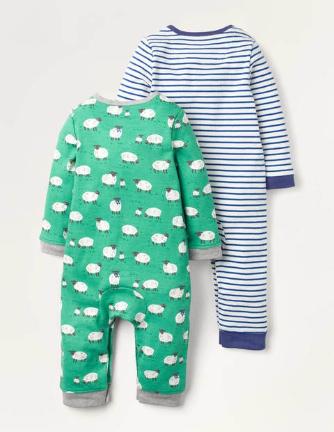 Twin Pack Rompers - Asparagus Baby Sheep Twin Pack Rompers - Asparagus Baby Sheep