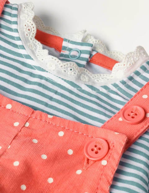 Appliqué Patch Dungaree Set - Pink Grapefruit Strawberries Appliqué Patch Dungaree Set - Pink Grapefruit Strawberries