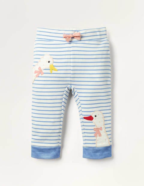 Appliqué Jersey Bottoms - Ivory/Elizabethan Blue Geese Appliqué Jersey Bottoms - Ivory/Elizabethan Blue Geese