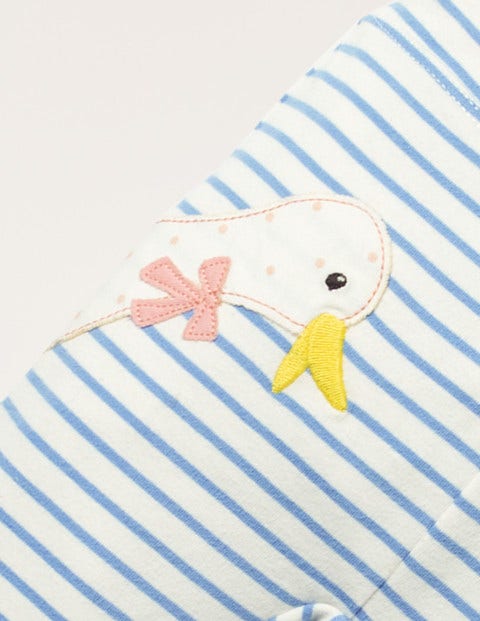 Appliqué Jersey Bottoms - Ivory/Elizabethan Blue Geese Appliqué Jersey Bottoms - Ivory/Elizabethan Blue Geese