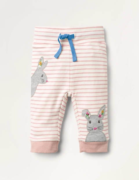 Appliqué Jersey Bottoms - Ivory/Pink Grapefruit Bunnies Appliqué Jersey Bottoms - Ivory/Pink Grapefruit Bunnies