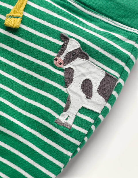 Jerseyhöschen mit Applikationsaufnäher - Schottengrün/Naturweiß, Tiere Jerseyhöschen mit Applikationsaufnäher - Schottengrün/Naturweiß, Tiere