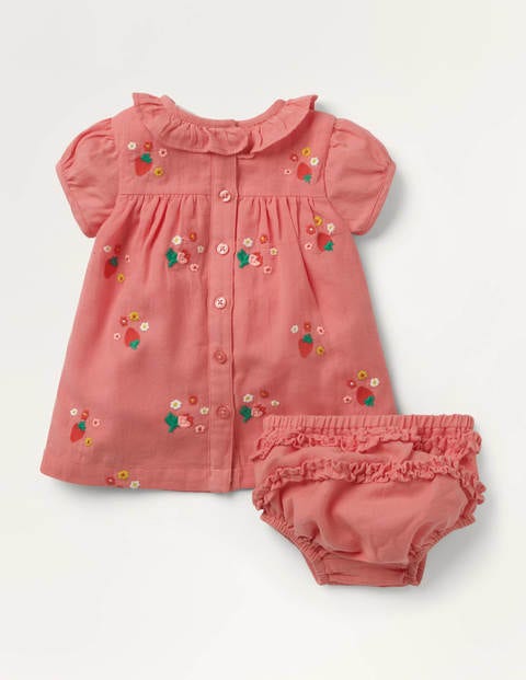 Nostalgic Embroidered Dress - Pink Grapefruit Bumblebee Bud Nostalgic Embroidered Dress - Pink Grapefruit Bumblebee Bud