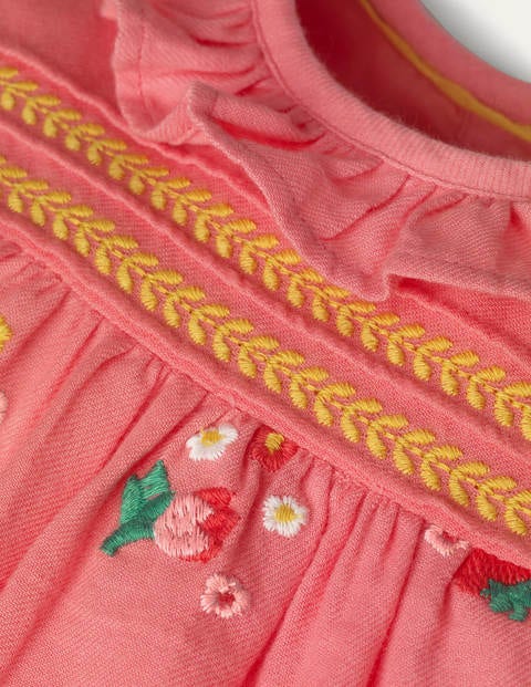 Nostalgic Embroidered Dress - Pink Grapefruit Bumblebee Bud Nostalgic Embroidered Dress - Pink Grapefruit Bumblebee Bud